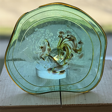 SCALLOPED LILY HAND BLOWN GLASS BOWL